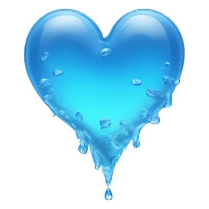 Blue clear Heart made out of water  sticker