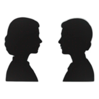 two people in silhouettes talking to each other sticker