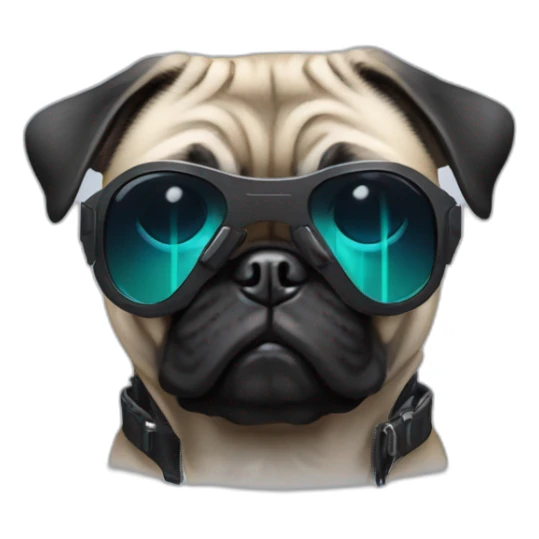 pug with black sunglasses and wearing a cyberpunk suit sticker