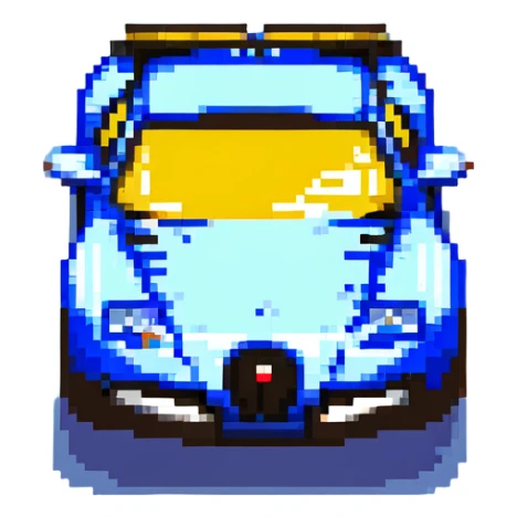 pixel art Bugatti Veyron, side view, blue and black color scheme sticker