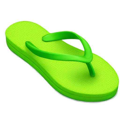Realistic lime green pair of summer flip flops isolated. sticker