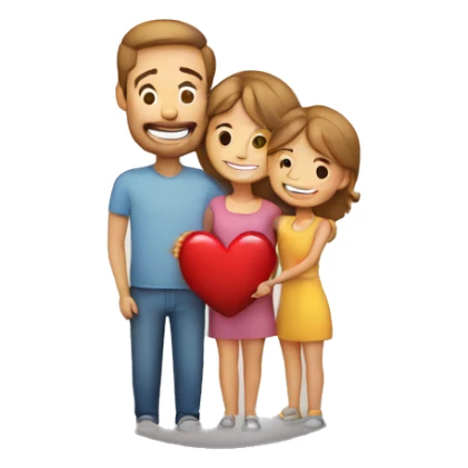 Heart and mom and dad and kids sticker