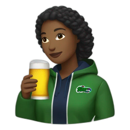 Lacoste black friends woman drinking beer with windbreaker sticker