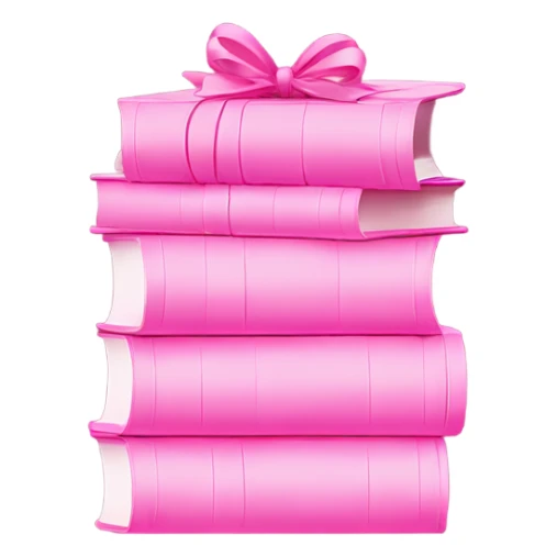 Pink Books stacked up and tied together by a pink bow sticker