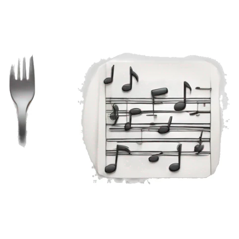big plate of music notes with fork and knife sticker