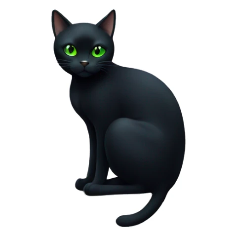 Black cat with green eyes sitting under the moon sticker