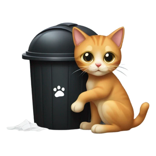 Reddish blonde cat dressed as car burglar breaking into trash can sticker