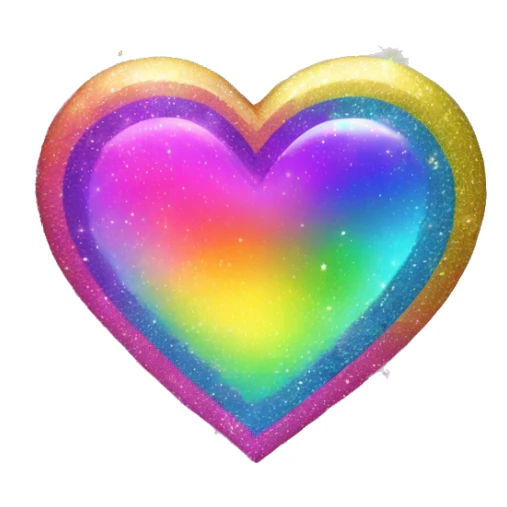 rainbow heart with sparkle, neon, bright, colorful sticker
