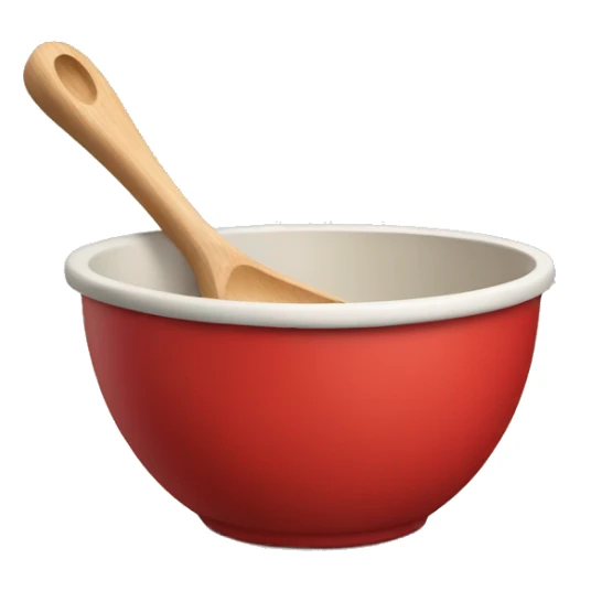 Red mixing bowl with wooden spoon sticker