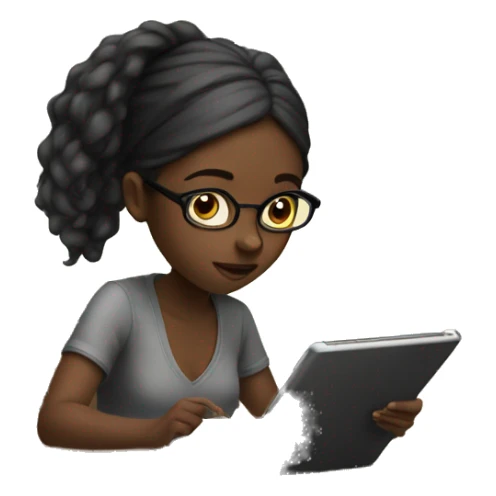 Black girl studying on iPad  sticker