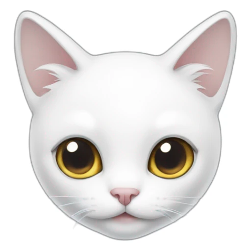 a white cat with two grey dots on the top of its head sticker