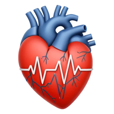 Minimal line-art icon of a heart with a pulse line inside, clean modern style, simple outlines, no background, transparent, represents “medical challenges / health difficulties sticker