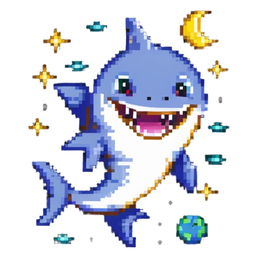 Baby shark on the moon sticker