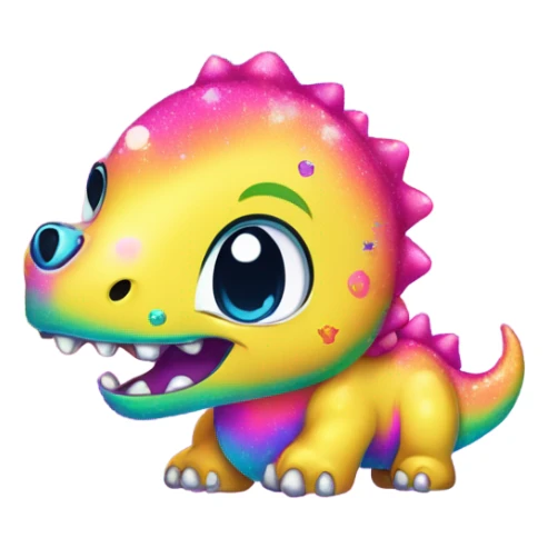 Lisa frank glitter baby dinosaur  sticker