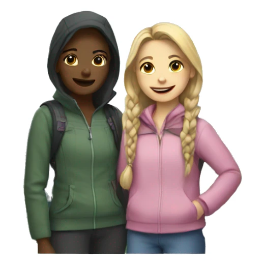 girls and mountain  sticker