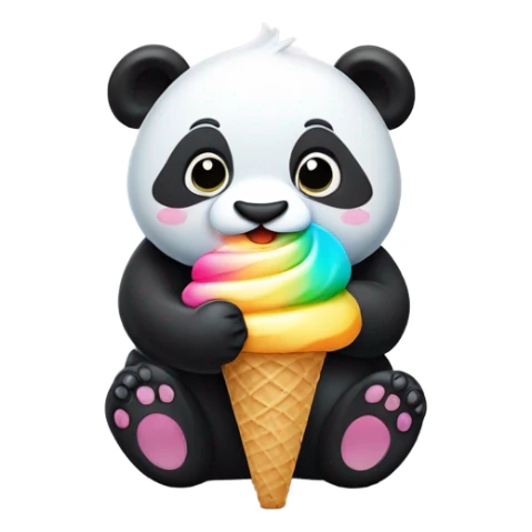 Panda eating ice cream sticker