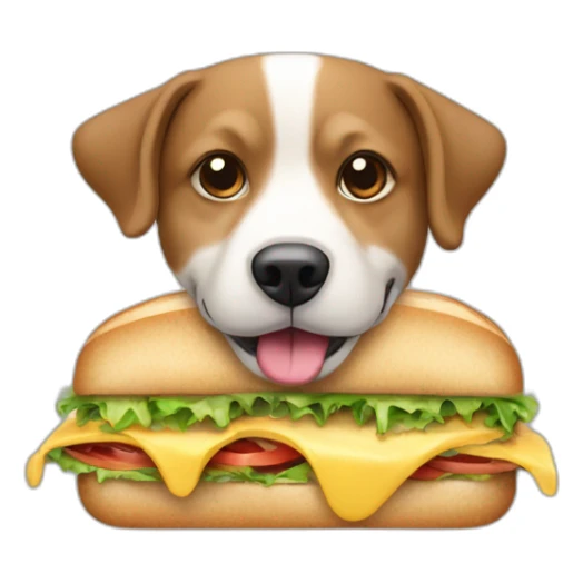 Un chien mange un sandwich  sticker