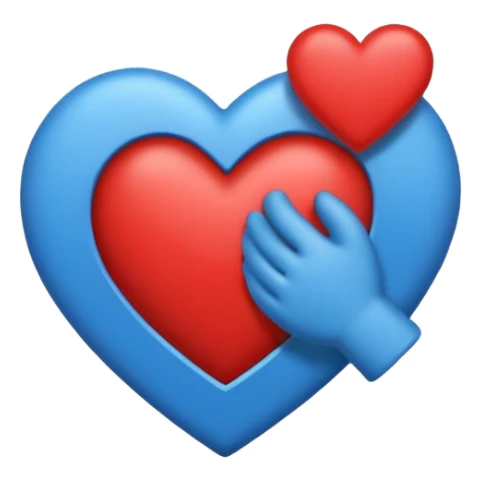 Mitad corazón azul fuerte y mitad de corazón rojo  sticker