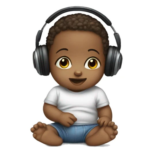 Baby listening to music sticker