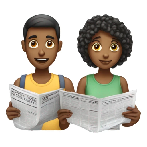 a young man and a young lady reading news sticker