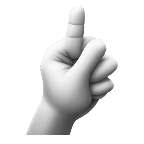 Finger holding up an L sign sticker