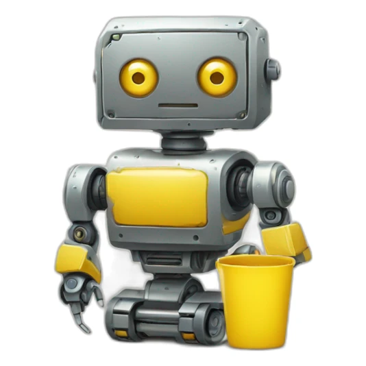 Robot tondeuse jaune et rectangulaire petit et plat sticker