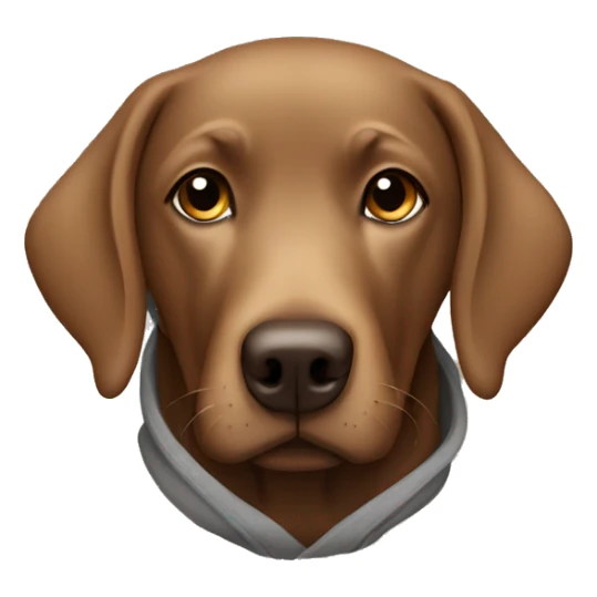 Brown labrador wearing a hoodie sticker