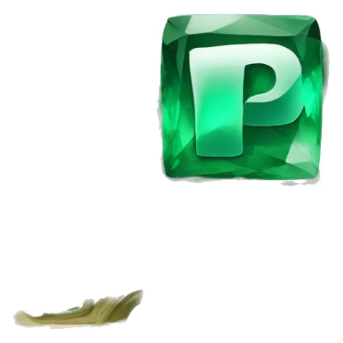 Emerald green square whit the letter P in the middle sticker