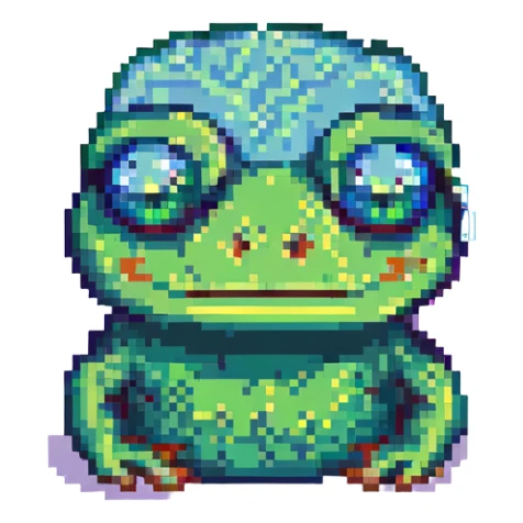 Rare Pepe meme pixel art with holographic effect sticker