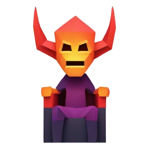 generate a low-poly demon with no details and just shapes sitting on a throne sticker