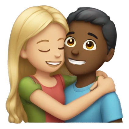 hugging and kissing boy and girl  sticker