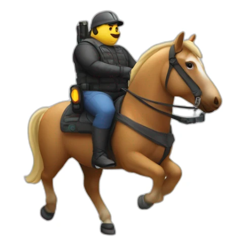 fat man on a horse playing lasertag sticker