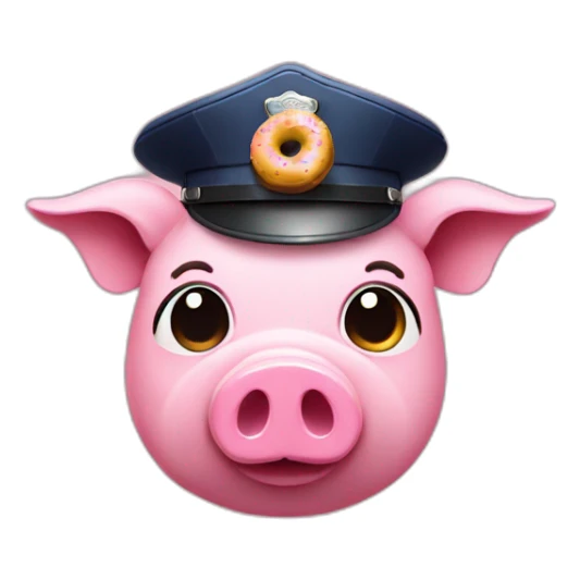 pig-wearing-police-hat-with-six-shooter-and-pink-donut sticker
