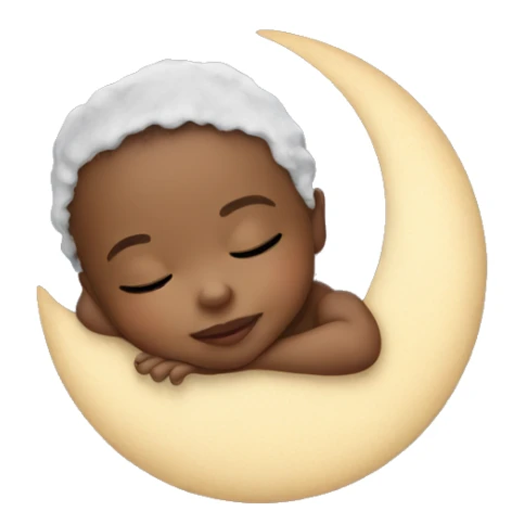 Mixed newborn sleeps on moon sticker