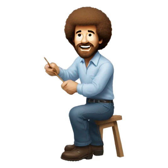 bob ross painting a piece of toas sticker