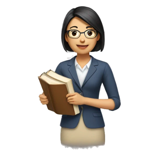 asian female teacher holding books sticker