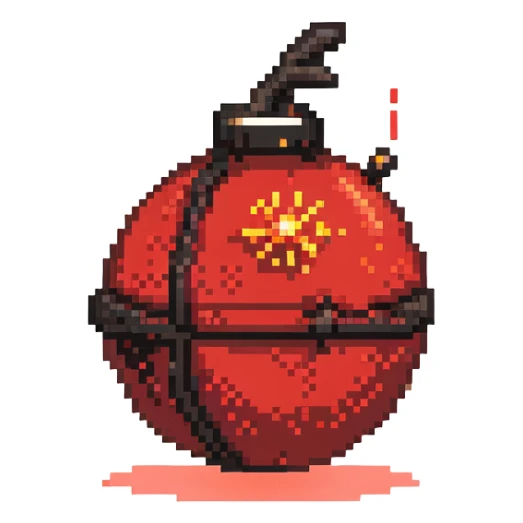 Glowing red orb with bomb symbol, color #ef4444 with lighter glow, bomb silhouette in center, subtle pulsing glow effect, floating appearance, 32x32 pixels sticker