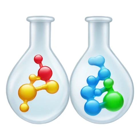 two chemical flasks pure chemicals one into another sticker