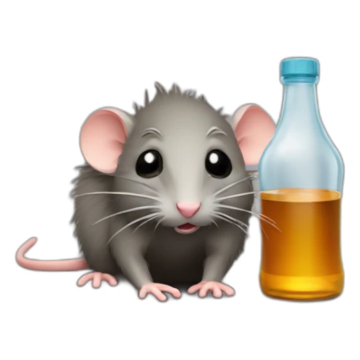 hungover rat with bottle of wiskey sticker