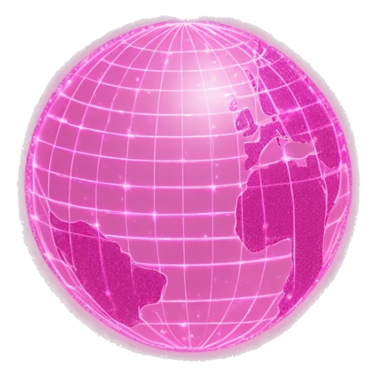 Pink and light pink, sparkly connected fiber optic, network, world globe   sticker
