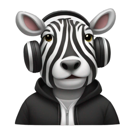 zebra wearing white headphones and black hoodie sticker