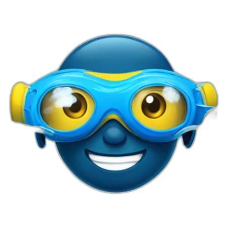 swimmer (boy) in the water with a cool blue proffesional swimming goggles sticker