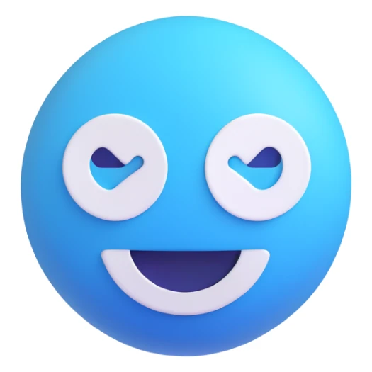simple rounded about or information icon blue and white emoji style sticker