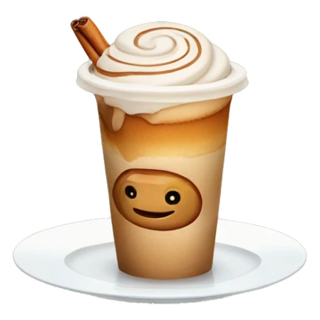 Cinnamon and cappuccino bun in a disposable glass sticker