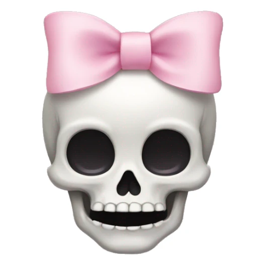 cute skull with light pink bow on top of head sticker