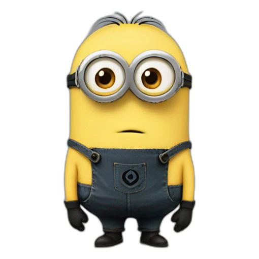 Minion with black cloth with three red stripes on his face sticker