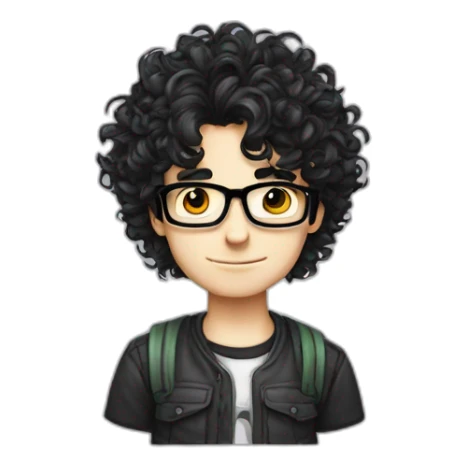 Nerd gamer geek emo boy curly long hair sticker