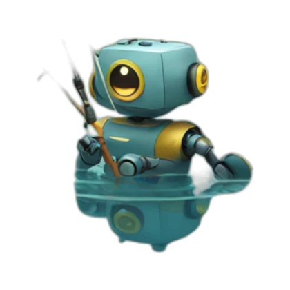 robot fishing sticker