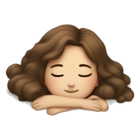 white skin long brown haired girl sleeping on top of pillow sticker