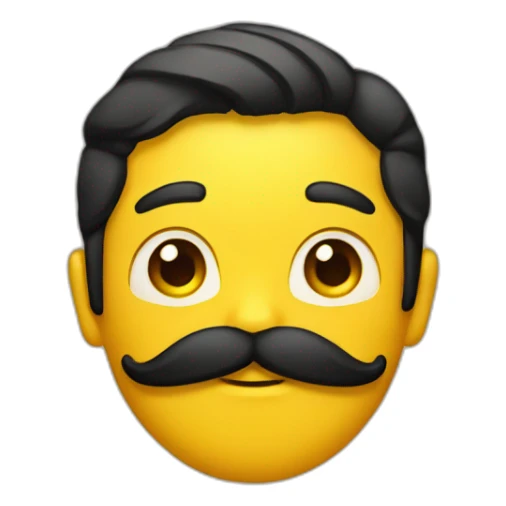A yellow emoji with a mustache and black hair sticker